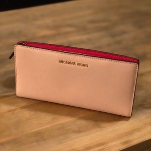 mk soft pink wallet